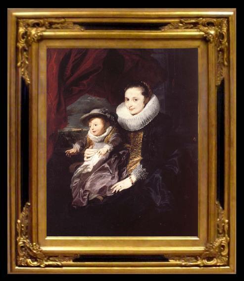 framed  Anthony Van Dyck Portrait of a Woman and Child, Ta010